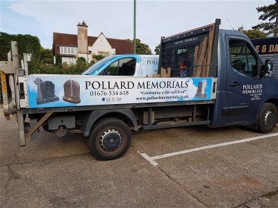 Headstone delivery lorry